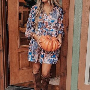 Soho Swooning Paisley Shift Dress in Blue (New w/out tags)